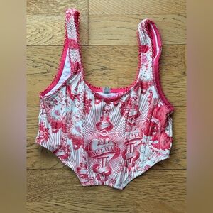 Jaded London Red and White Graphic Corset Tank Top